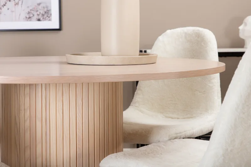 Biana Spisegruppe 100 cm Rund inkl. 4 Pontus Stoler - Beige/Hvit/Svart - Møbler - Bord - Spisegrupper