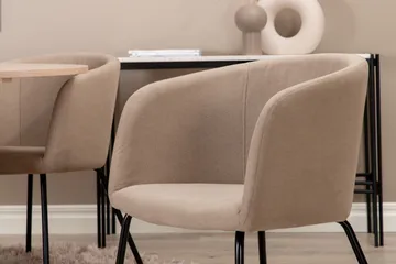 Biana Spisegruppe 110 cm Rund inkl. 4 Berita Stoler - Beige/Svart - Møbler - Bord - Spisegrupper