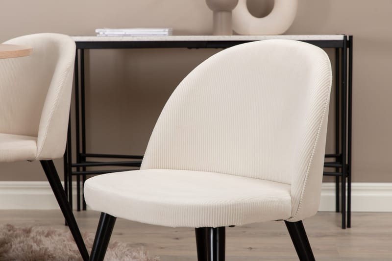 Biana Spisegruppe 110 cm Rund inkl. 4 Valera Cordfløyelstole - Beige/Svart - Møbler - Bord - Spisegrupper