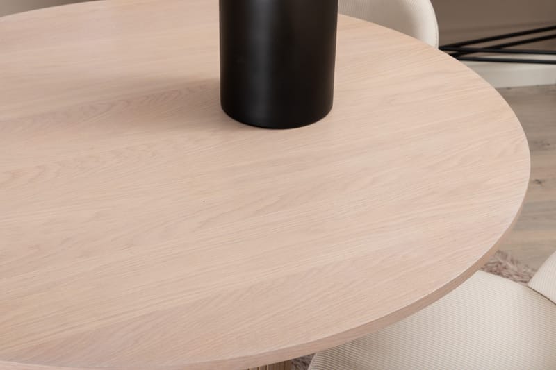 Biana Spisegruppe 110 cm Rund inkl. 4 Valera Cordfløyelstole - Beige/Svart - Møbler - Bord - Spisegrupper