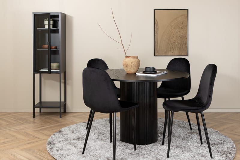 Biana Spisegruppe 110 cm Rund inkl. 4 Pontus Stoler, Svart