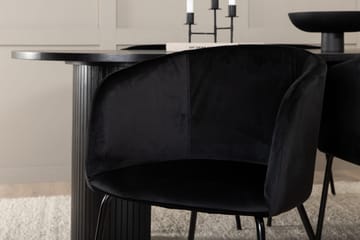 Biana Spisegruppe 200 cm Oval inkl. 4 Berita Fløyelsstoler - Svart - Møbler - Bord - Spisegrupper