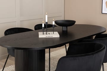 Biana Spisegruppe 200 cm Oval inkl. 4 Berita Fløyelsstoler - Svart - Møbler - Bord - Spisegrupper