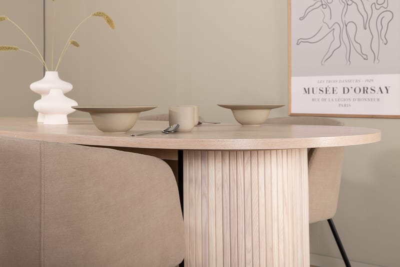 Biana Spisegruppe 200 cm Oval inkl. 4 Berita Stoler - Beige/Svart - Møbler - Bord - Spisegrupper