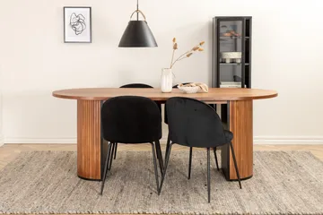 Biana Spisegruppe 200 cm Oval inkl. 4 Foyos Stoler - Valnøttbrun/Svart - Møbler - Bord - Spisegrupper