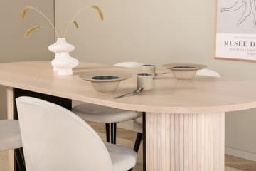 Biana Spisegruppe 200 cm Oval inkl. 4 Valera Cordfløyelstole - Beige/Svart/Beige - Møbler - Bord - Spisegrupper
