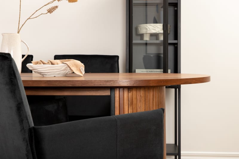 Biana Spisegruppe 200 cm Oval inkl. 4 Pipi Stoler - Valnøttbrun/Svart/Kopper - Møbler - Bord - Spisegrupper