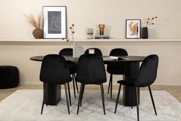Biana Spisegruppe 200 cm Oval inkl. 6 Pontus Stoler - Svart - Møbler - Bord - Spisegrupper