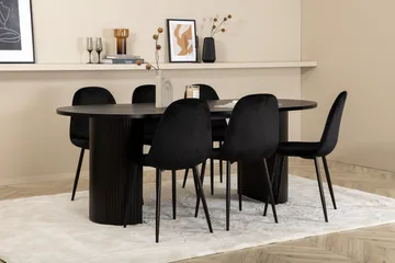 Biana Spisegruppe 200 cm Oval inkl. 6 Pontus Stoler - Svart - Møbler - Bord - Spisegrupper