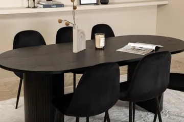Biana Spisegruppe 200 cm Oval inkl. 6 Pontus Stoler - Svart - Møbler - Bord - Spisegrupper