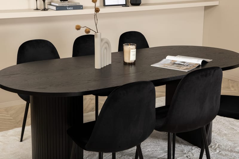 Biana Spisegruppe 200 cm Oval inkl. 6 Pontus Stoler - Svart - Møbler - Bord - Spisegrupper