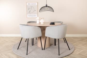 Bianca Matgruppe 110 cm Rund med 4 Berit stoler - Whitewash/Grå - Møbler - Bord - Spisegrupper