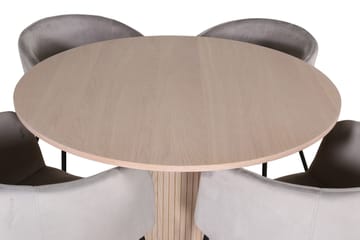 Bianca Matgruppe 110 cm Rund med 4 Berit stoler - Whitewash/Grå - Møbler - Bord - Spisegrupper
