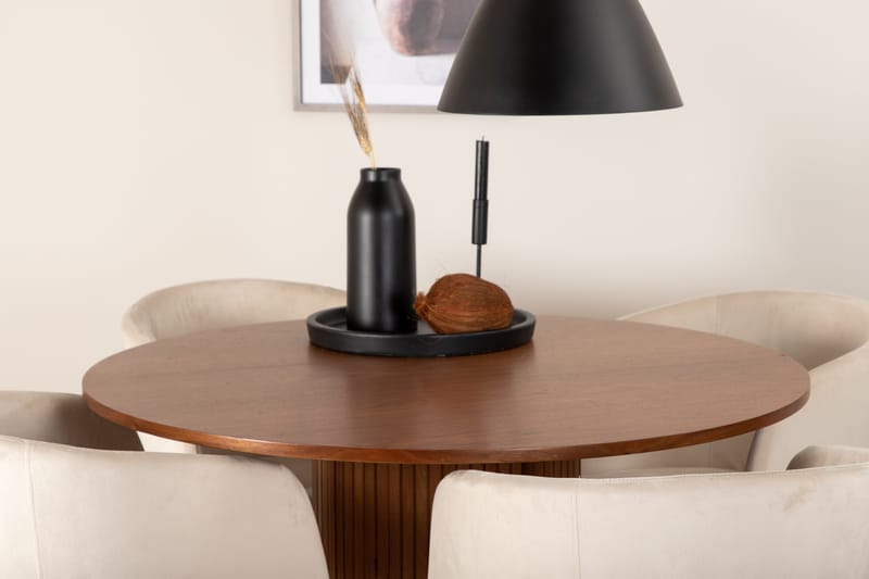 Bianca Rundt Spisebord med 4stk Berit Spisestol - Møbler - Bord - Spisegrupper