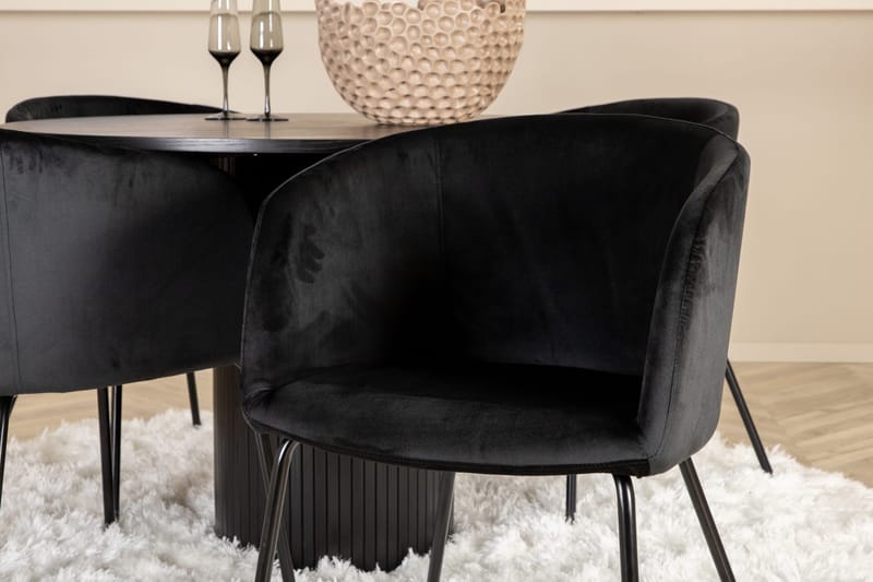 Bianca Rundt Spisebord med 4stk Berit Spisestol - Møbler - Bord - Spisegrupper