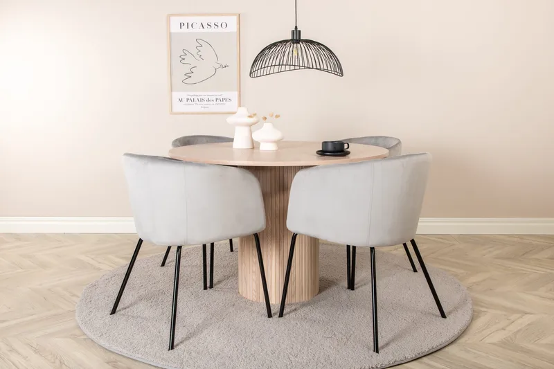 Bianca Rundt Spisebord med 4stk Berit Spisestol, undefined