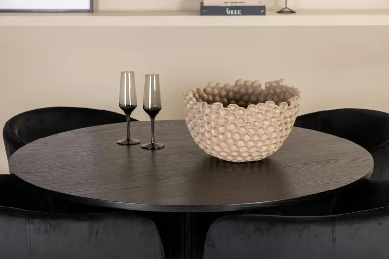 Bianca Rundt Spisebord med 4stk Berit Spisestol - Møbler - Bord - Spisegrupper