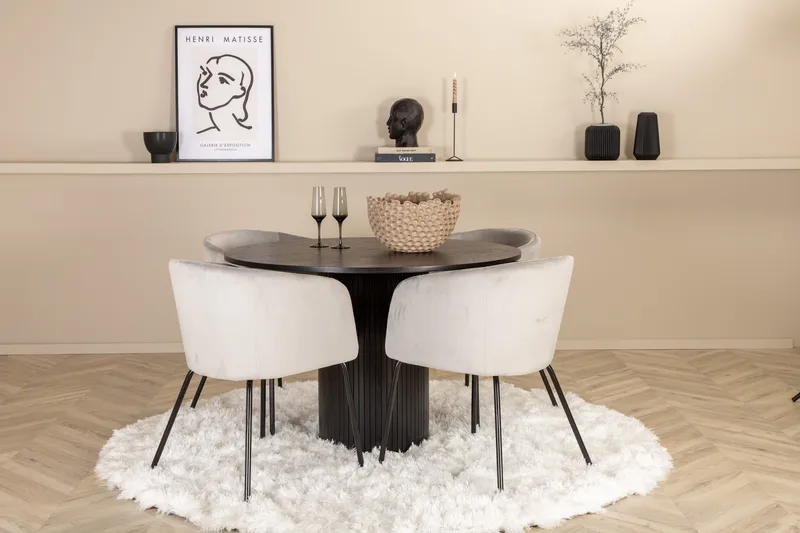 Bianca Rundt Spisebord med 4stk Berit Spisestol, undefined