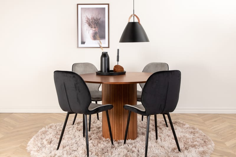 Bianca Rundt Spisebord med 4stk Emma Spisestol - Møbler - Bord - Spisegrupper