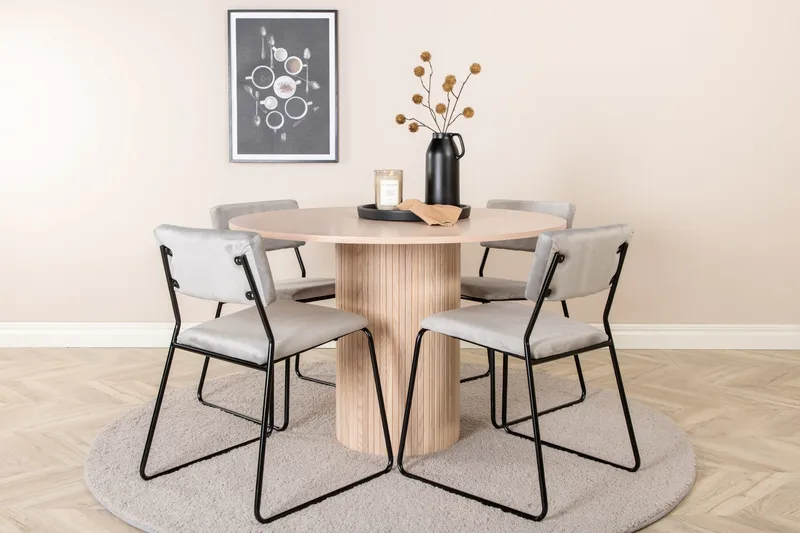Bianca Rundt Spisebord med 4stk Kenth Spisestol, undefined