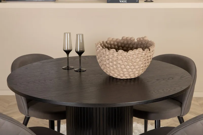 Bianca Rundt Spisebord med 4stk Velvet Spisestol - Møbler - Bord - Spisegrupper