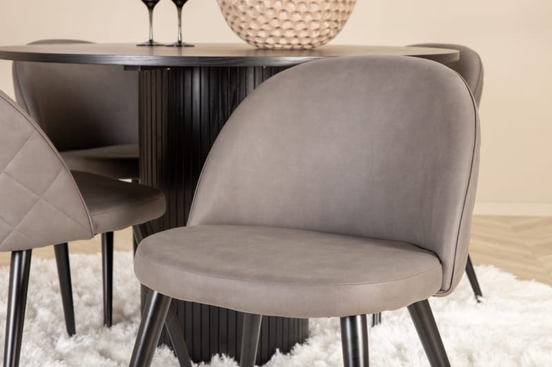 Bianca Rundt Spisebord med 4stk Velvet Spisestol - Møbler - Bord - Spisegrupper