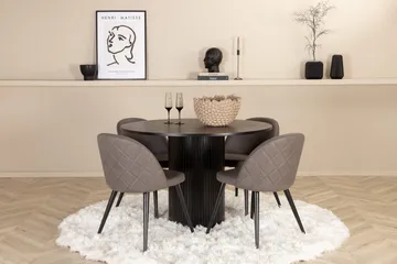 Bianca Rundt Spisebord med 4stk Velvet Spisestol - Møbler - Bord - Spisegrupper