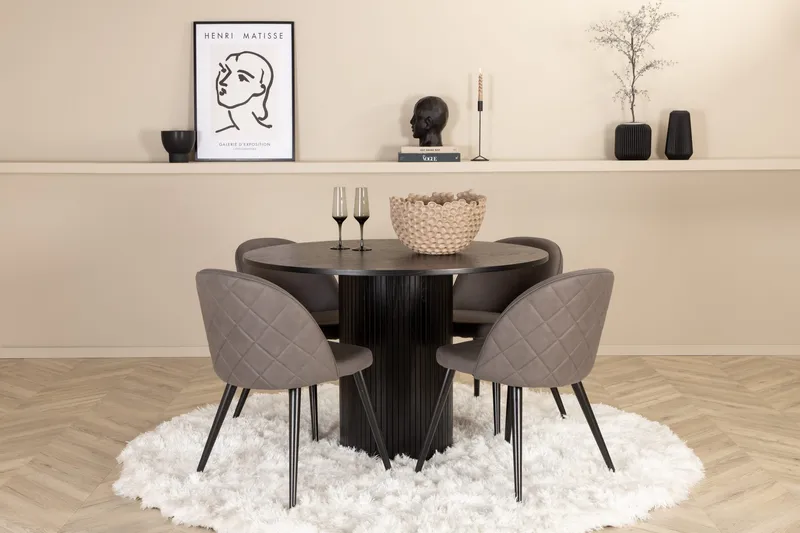 Bianca Rundt Spisebord med 4stk Velvet Spisestol, undefined
