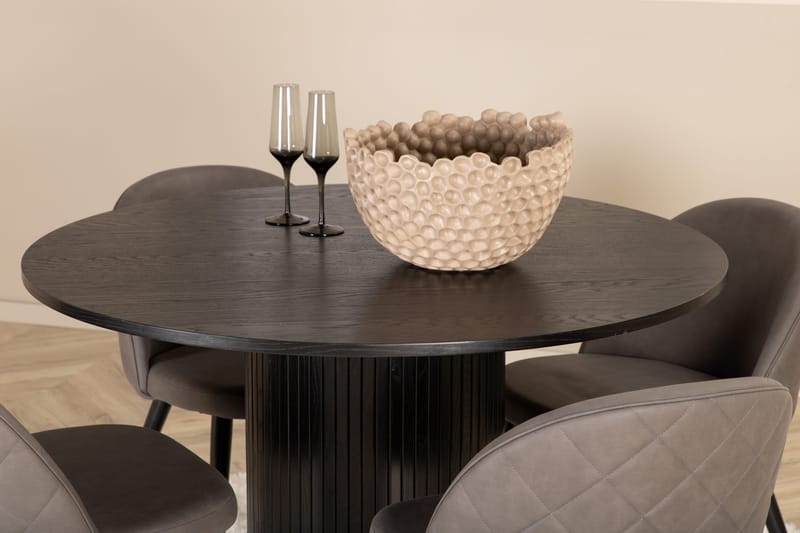 Bianca Rundt Spisebord med 4stk Velvet Spisestol - Møbler - Bord - Spisegrupper