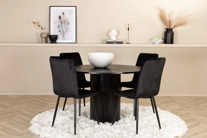 Bianca Rundt Spisebord med 4stk Windu Lyx Spisestol, undefined