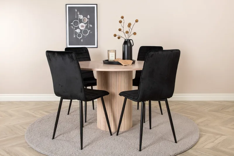 Bianca Rundt Spisebord med 4stk Windu Lyx Spisestol, undefined