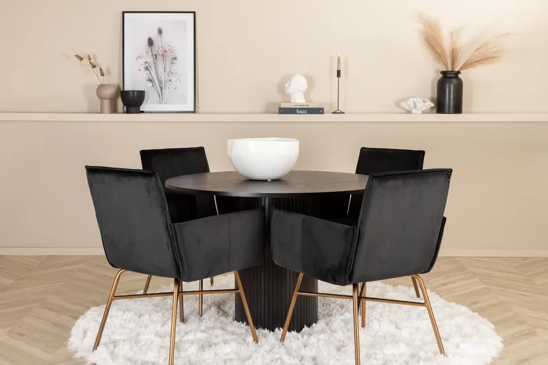 Bianca Rundt Spisebord med 4stk Pippi Spisestol, undefined