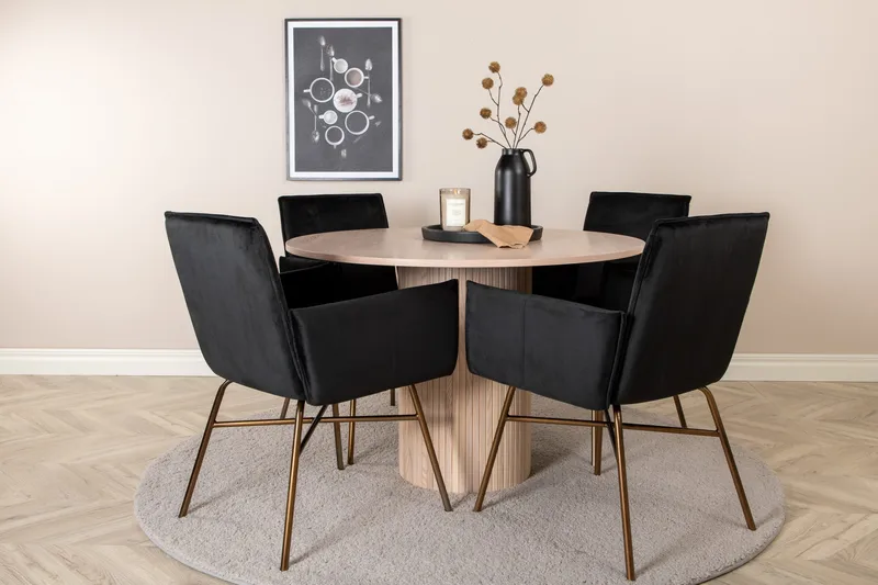 Bianca Rundt Spisebord med 4stk Pippi Spisestol, undefined