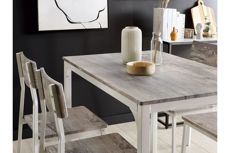 Bismarca Spisegruppe 110 cm Inkl. 4 stoler - Grå / Hvit - Møbler - Bord - Spisegrupper
