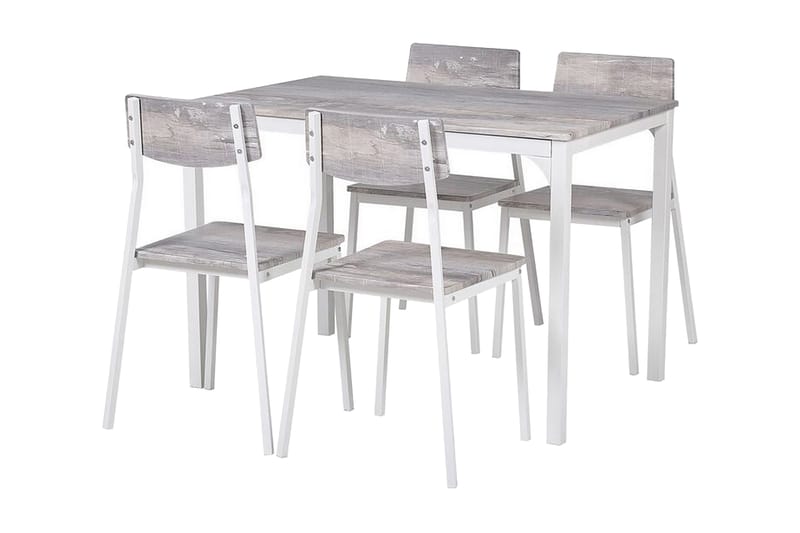 Bismarca Spisegruppe 110 cm Inkl. 4 stoler - Grå / Hvit - Møbler - Bord - Spisegrupper
