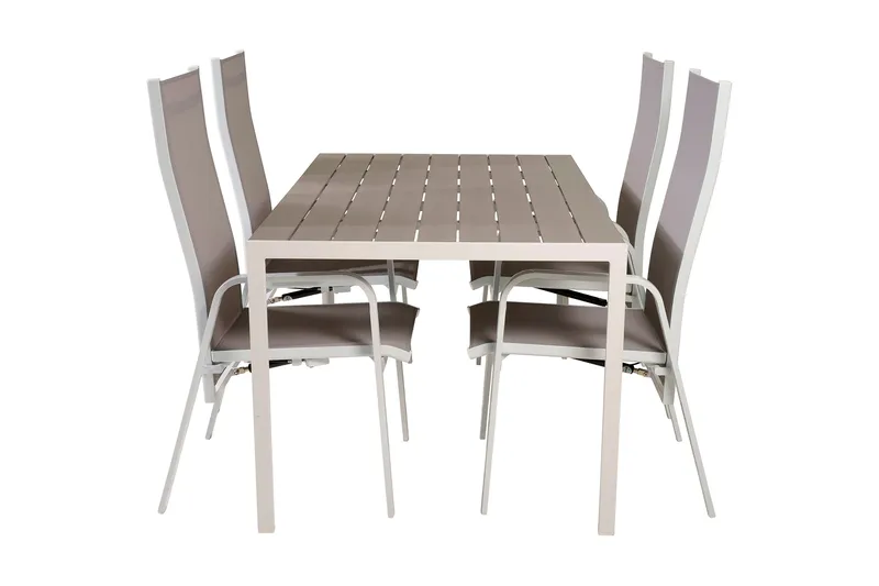 Buitepos Spisegruppe + 4 Dusternbrook Karmstoler - Polywood/Hvit - Hagemøbler - Hagegruppe - Spisegrupper hage