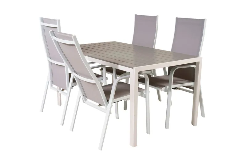 Buitepos Spisegruppe + 4 Dusternbrook Karmstoler - Polywood/Hvit - Hagemøbler - Hagegruppe - Spisegrupper hage
