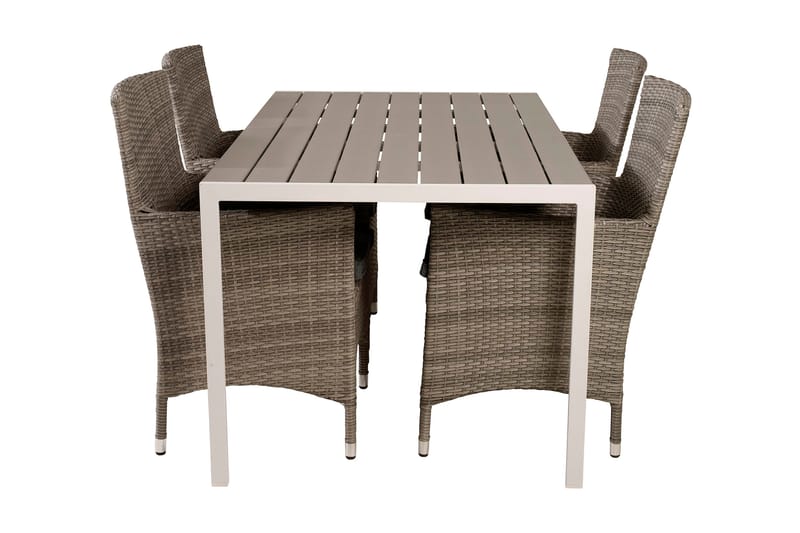 Buitepos Spisegruppe + 4 Kalkfeld Karmstoler - Polywood/Hvit - Hagemøbler - Hagegruppe - Spisegrupper hage