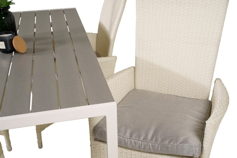 Buitepos Spisegruppe + 4 Kasika Karmstoler - Polywood/Hvit - Hagemøbler - Hagegruppe - Spisegrupper hage