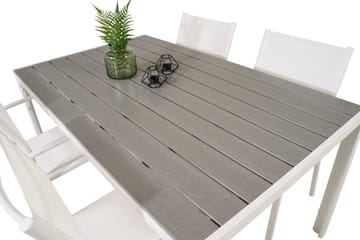 Buitepos Spisegruppe + 4 Langstrand Karmstoler - Polywood/Hvit - Møbler - Bord - Spisegrupper