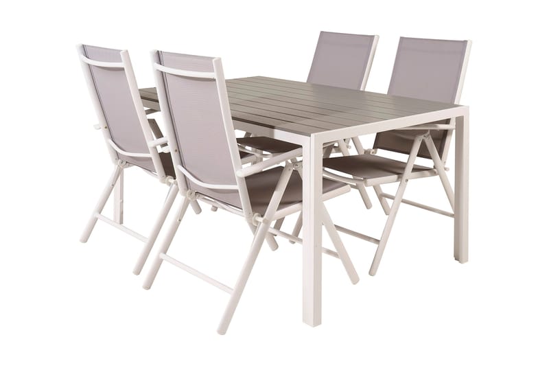 Buitepos Spisegruppe + 4 posisjonsstoler - Polywood/Hvit - Møbler - Bord - Spisegrupper