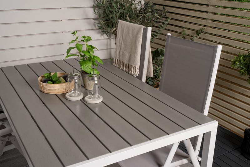 Buitepos Spisegruppe + 4 posisjonsstoler - Polywood/Hvit - Hagemøbler - Hagegruppe - Spisegrupper hage