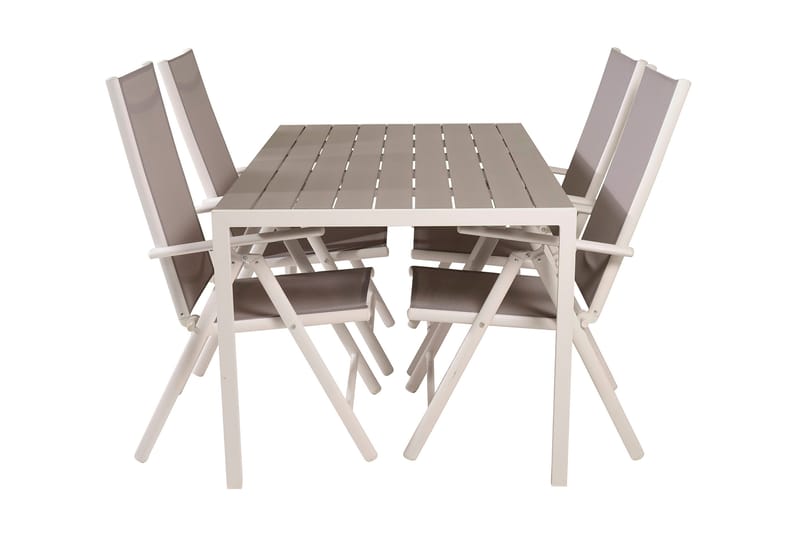 Buitepos Spisegruppe + 4 posisjonsstoler - Polywood/Hvit - Hagemøbler - Hagegruppe - Spisegrupper hage