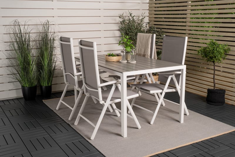 Buitepos Spisegruppe + 4 posisjonsstoler - Polywood/Hvit - Hagemøbler - Hagegruppe - Spisegrupper hage