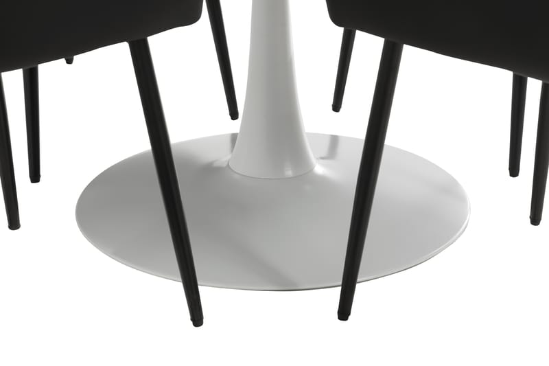 Caitly Spisegruppe 100 cm Rund inkl. 4 Hennebyn Stoler - Hvit/Svart - Møbler - Bord - Spisegrupper