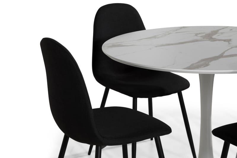 Caitly Spisegruppe 100 cm Rund med 4 Nibe Stoler - Hvit/Svart - Møbler - Bord - Spisegrupper