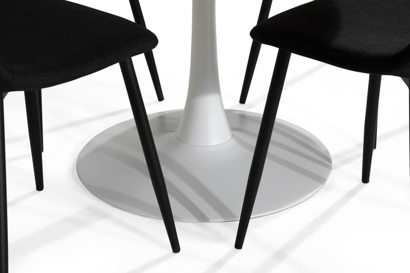 Caitly Spisegruppe 100 cm Rund med 4 Nibe Stoler - Hvit/Svart - Møbler - Bord - Spisegrupper