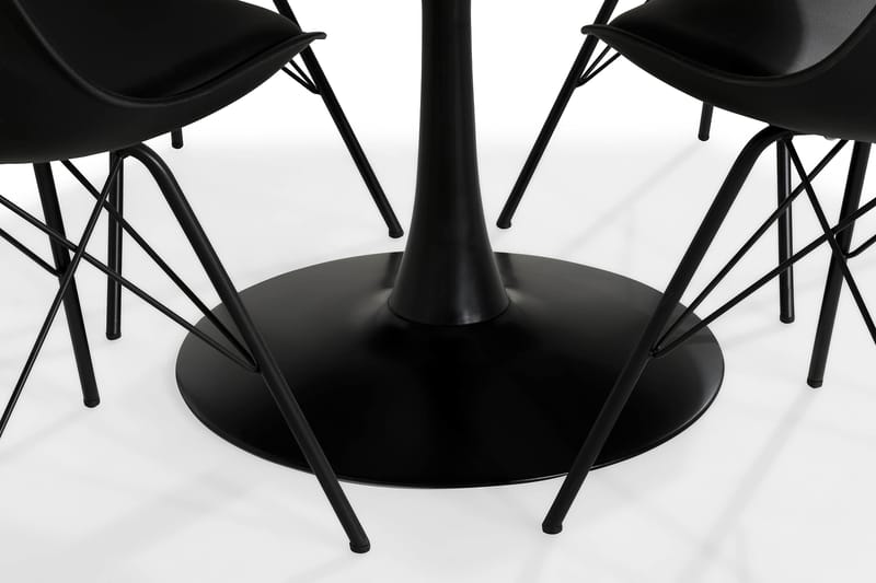 Caitly Spisegruppe 100 cm Rund med 4 Shell Stoler - Hvit/Svart PU/Metall - Møbler - Bord - Spisegrupper