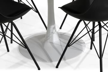 Caitly Spisegruppe 100 cm Rund med 4 Shell Stoler - Hvit/Svart PU/Metall - Møbler - Bord - Spisegrupper