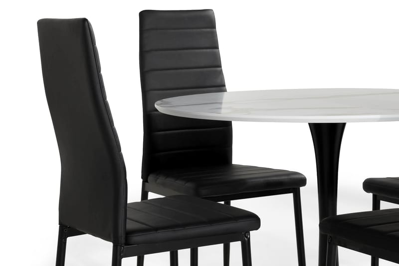 Caitly Spisegruppe 100 cm Rund med 4 Ted Stoler - Hvit/Svart/Metall - Møbler - Bord - Spisegrupper